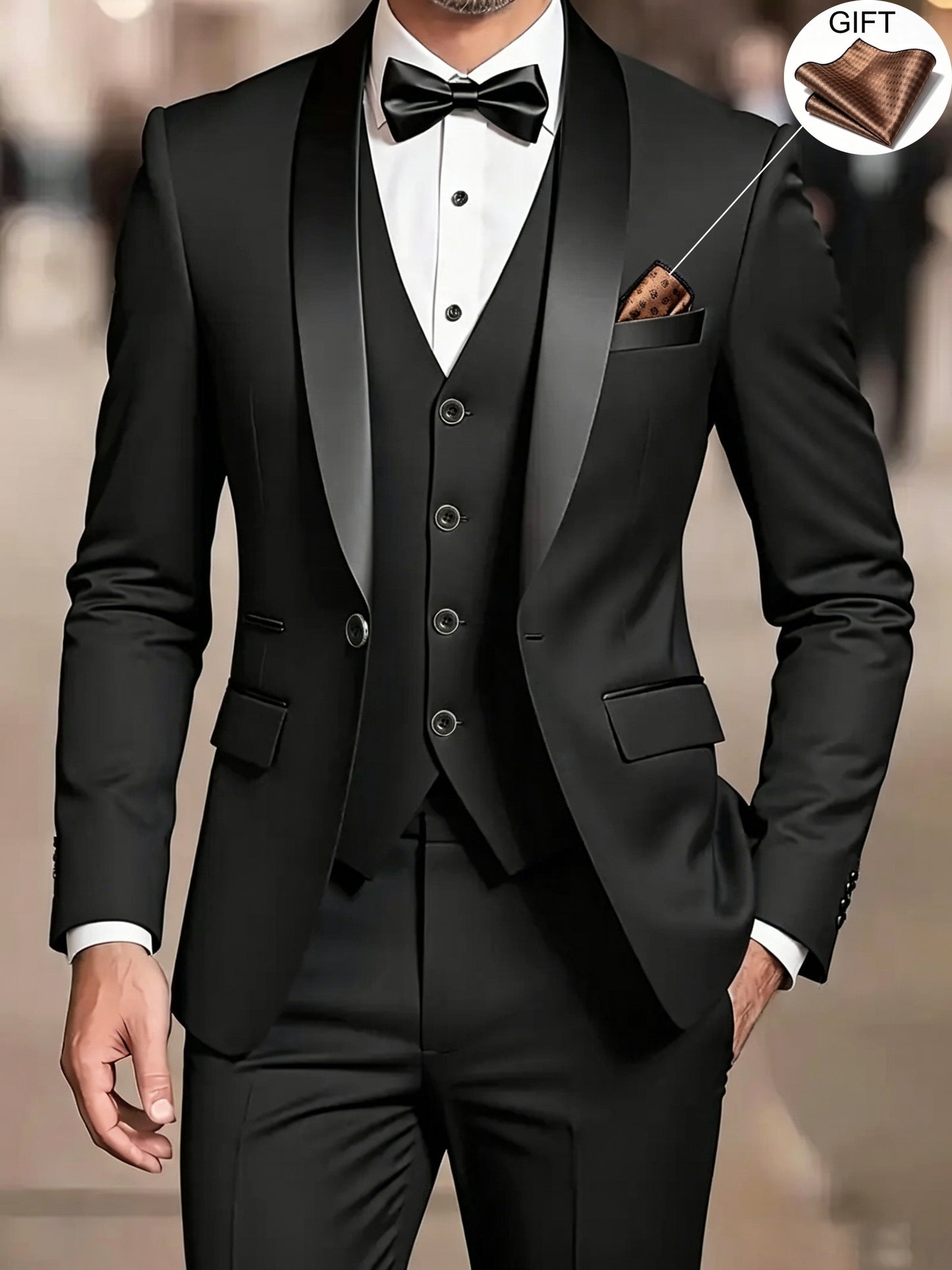 Men's 3-Piece Suit Set - Blazer, Vest & Trousers for Business & Weddin