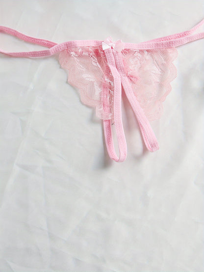 Sexy V-Neck Lace Floral Sexy Lingerie Bra Crotchless Panties, Women'S Sexy Lingerie, Free-To-Take Three-Point Lingerie Set, Suitable for Halloween, Christmas, Thanksgiving, Valentine'S Day, Give Gifts to Girlfriends And Surpr