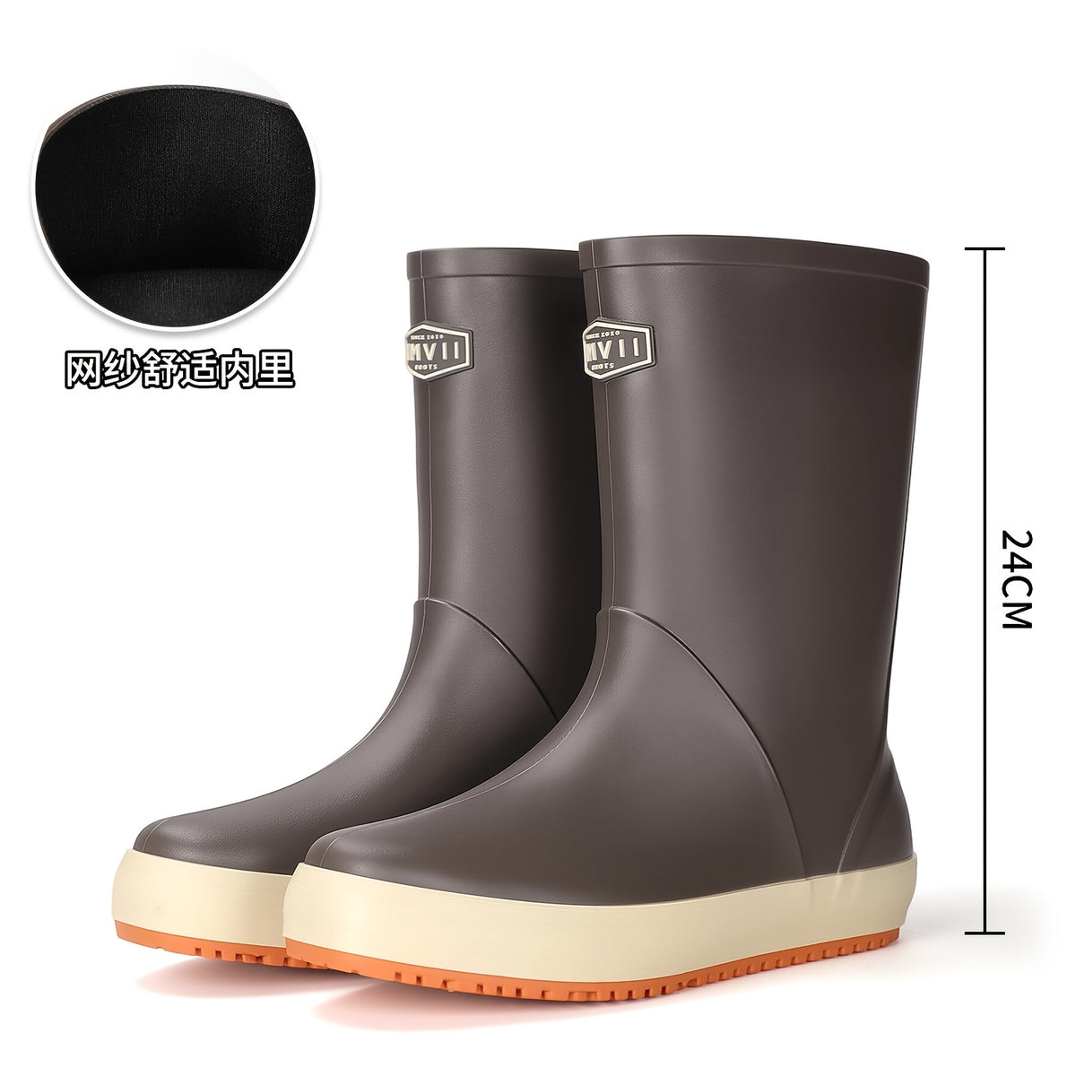 Men's Waterproof Mid-Calf Non-Slip Rain and Work Boots