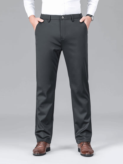 2pcs Men's Business Casual Stretch Dress Pants, Wrinkle-Resistant & Iron-Free, All-Season Wear, Logo, Navy Blue & Black, Polyester Blend, Machine Washable