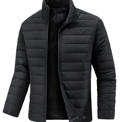 Lightweight Black Quilted Jacket for Men, Featuring a Fashionable Collar And a, Available in Plus Sizes - ayq