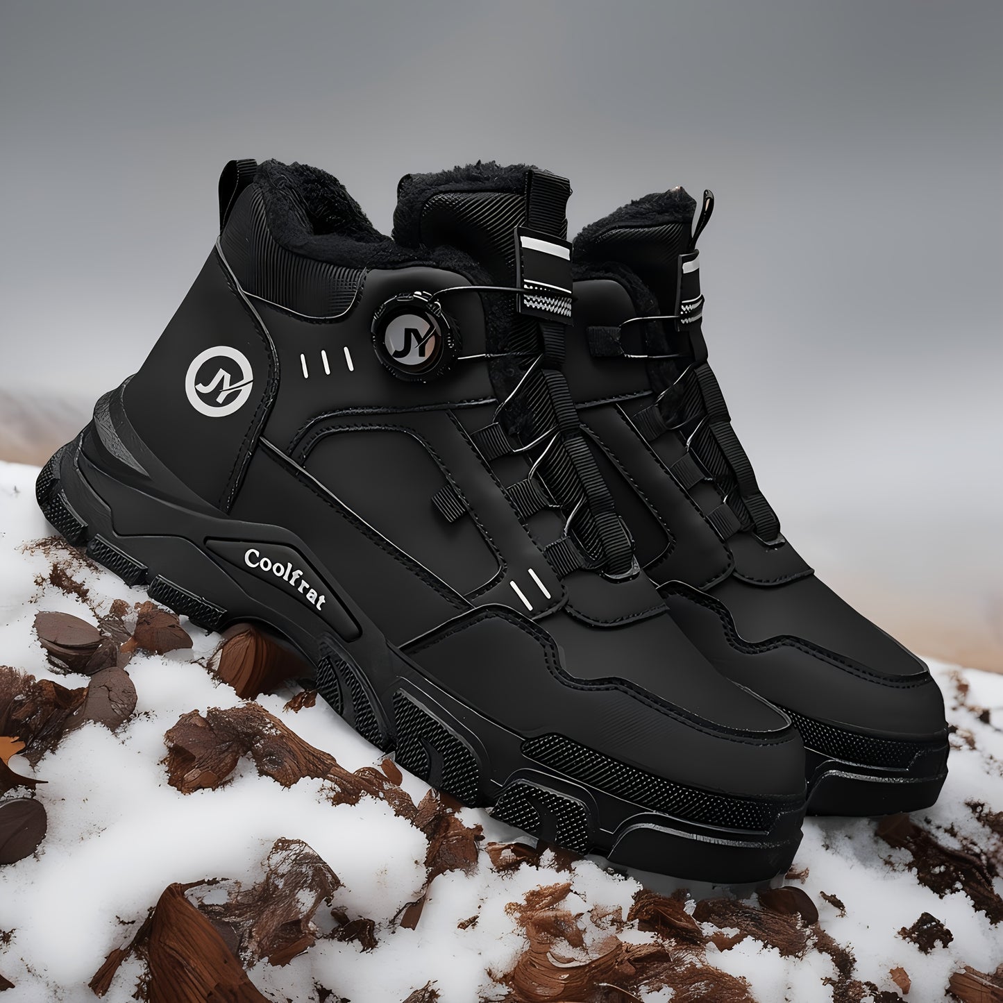 Տղամարդկանց նոր ձմեռային հաստ շերտով կոշիկներ, երեք գույնի, հարմարավետ և տաք, հեշտ հագնվող/հանվող, բռնակի դիզայնով, հարմար է բացօթյա ձյան, լեռնագնացության և լեռնագնացության համար։