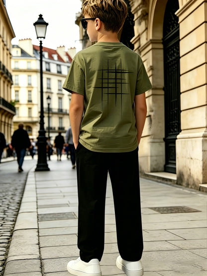 Boys' Casual Geometric Print Short Sleeve & Pants Set