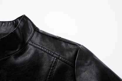 Men'S Casual Jacket - Stand Collar Zip-Up Long Sleeve - 100% Polyurethane, Solid Color, Non-Stretch Woven Fabric, Regular Fit with Functional Pockets for Daily Wear