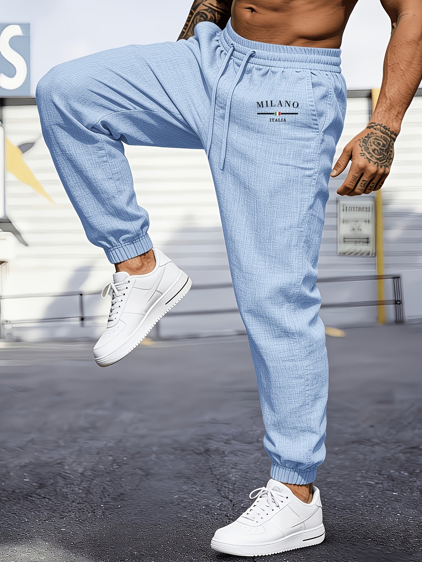 Men's Casual Linen Jogger Pants with Drawstring and Pockets
