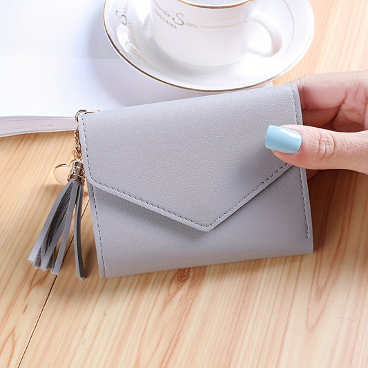 Valentine's Day Gift for Women, Fashionable Foldable Tassel Ladies Wallet, Christmas Gift, Tri-Fold Women's Wallet, Card Holder Coin Purse, Halloween Gift Short Wallet, Birthday and Mother's Day Gift