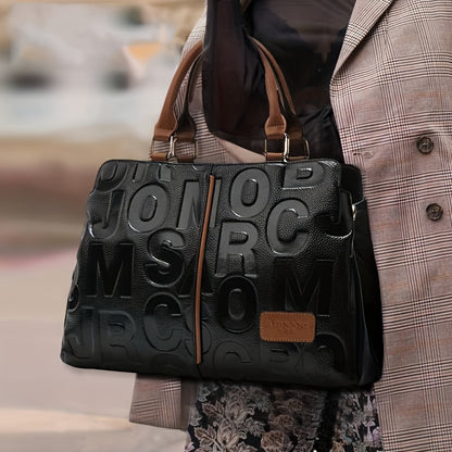 Stylish Black Genuine Leather Handbag with Brown Accents
