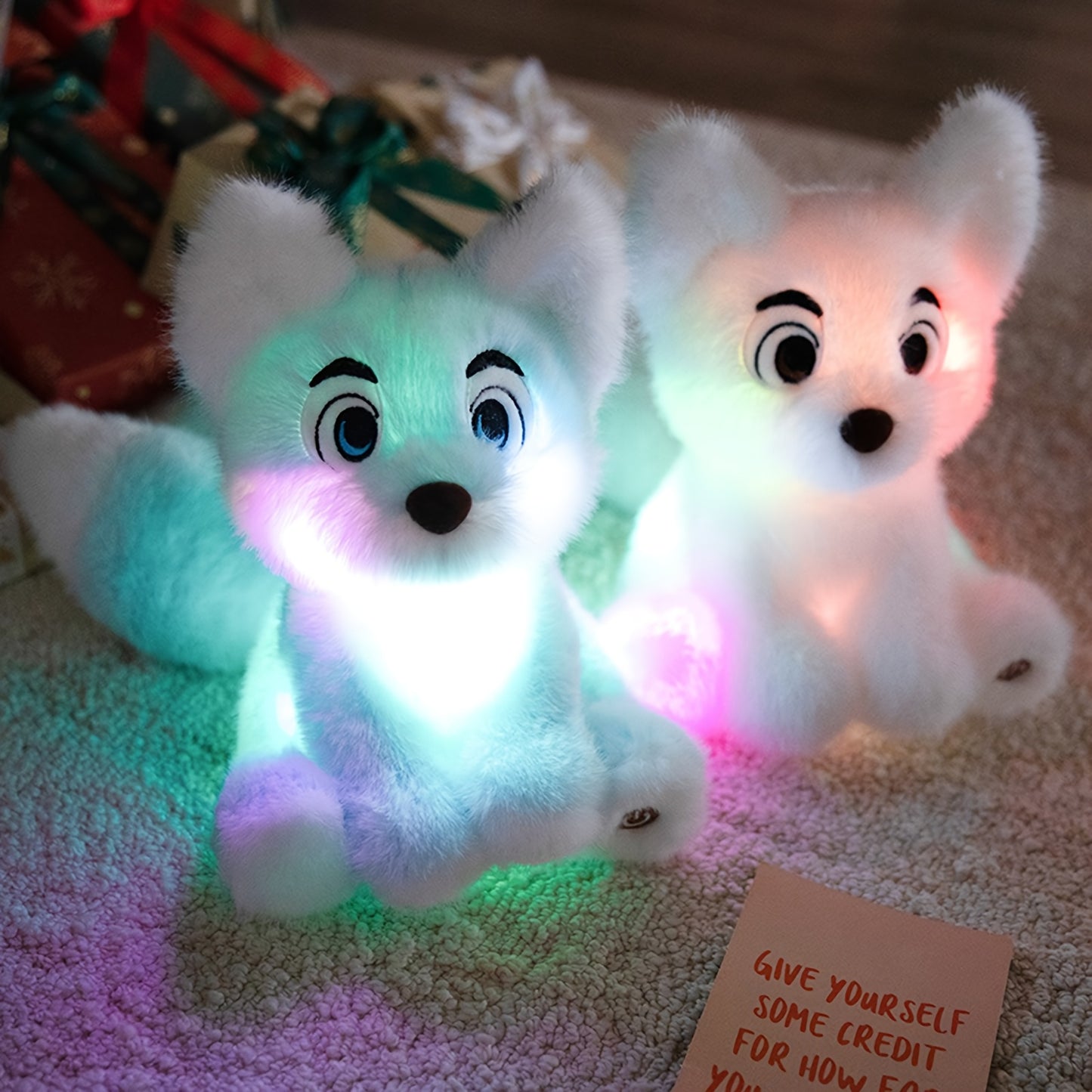 Լուսավորված փափուկ աղվեսի խաղալիք – փափուկ խաղալիք LED լույսով, սիրուն գիշերային լույս սենյակի ձևավորման և հարմարավետության նվեր