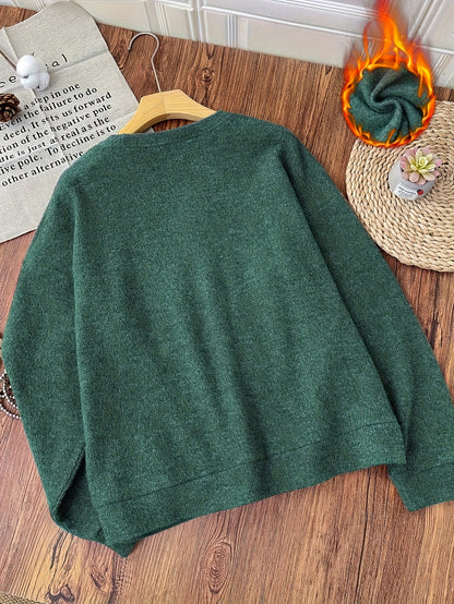 Women's Casual Long Sleeve Crew Neck Sweater for Fall Winter