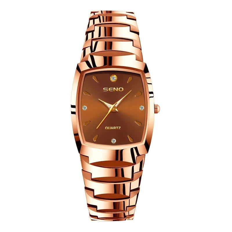 Men's Retro Square Business Watch with IPX7 Waterproof Alloy Strap