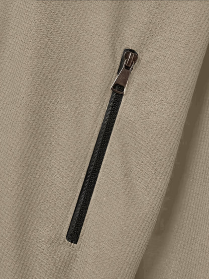 Men's Plain Waffle Zipper Jacket Casual Daily Fashion