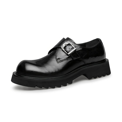 Men's Casual Leather Slip-On Business Shoes with Thick Sole
