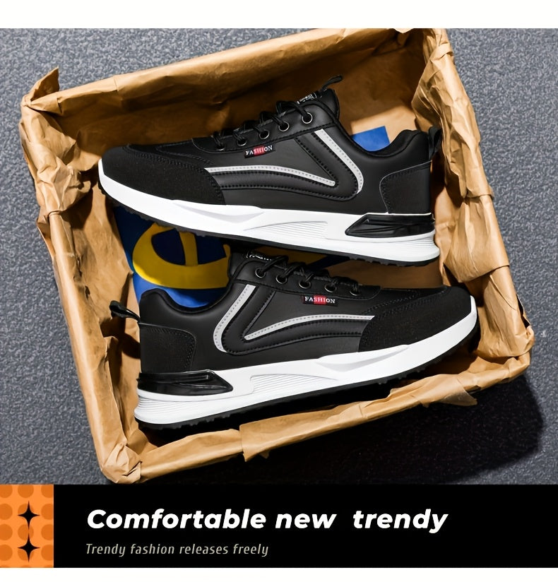 Men's Plus Size Walking Shoes, Skate Shoes, Breathable Trail Running Shoes, Travel Shoes, Trendy Versatile Low-Top Casual Sports Shoes, Fashion Sneakers, Black Knit Mesh Shoes for Spring, Summer, Autumn, All Seasons - ayq