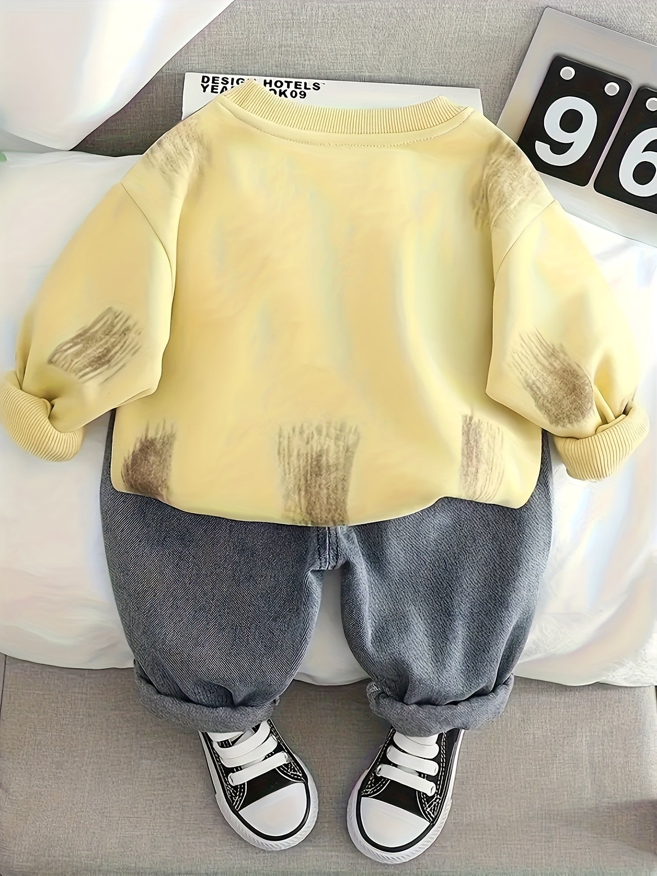 Boys' Casual Cotton Blend Sweatshirt & Denim Pants Set for Spring/Fall