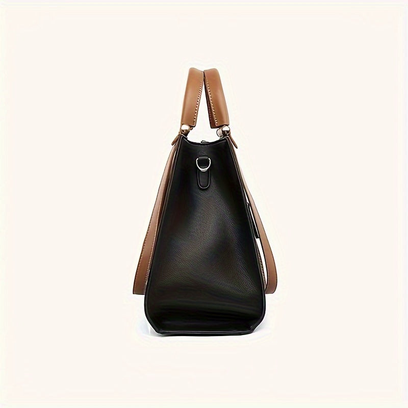 Women's Large Capacity Minimalist Black PU Crossbody Bag