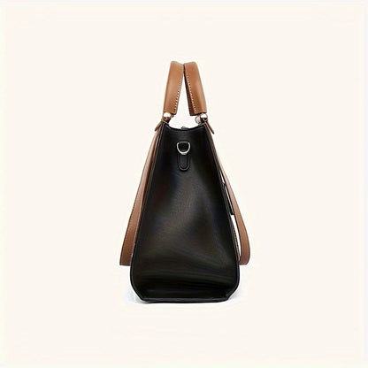 Women's Large Capacity Minimalist Black PU Crossbody Bag