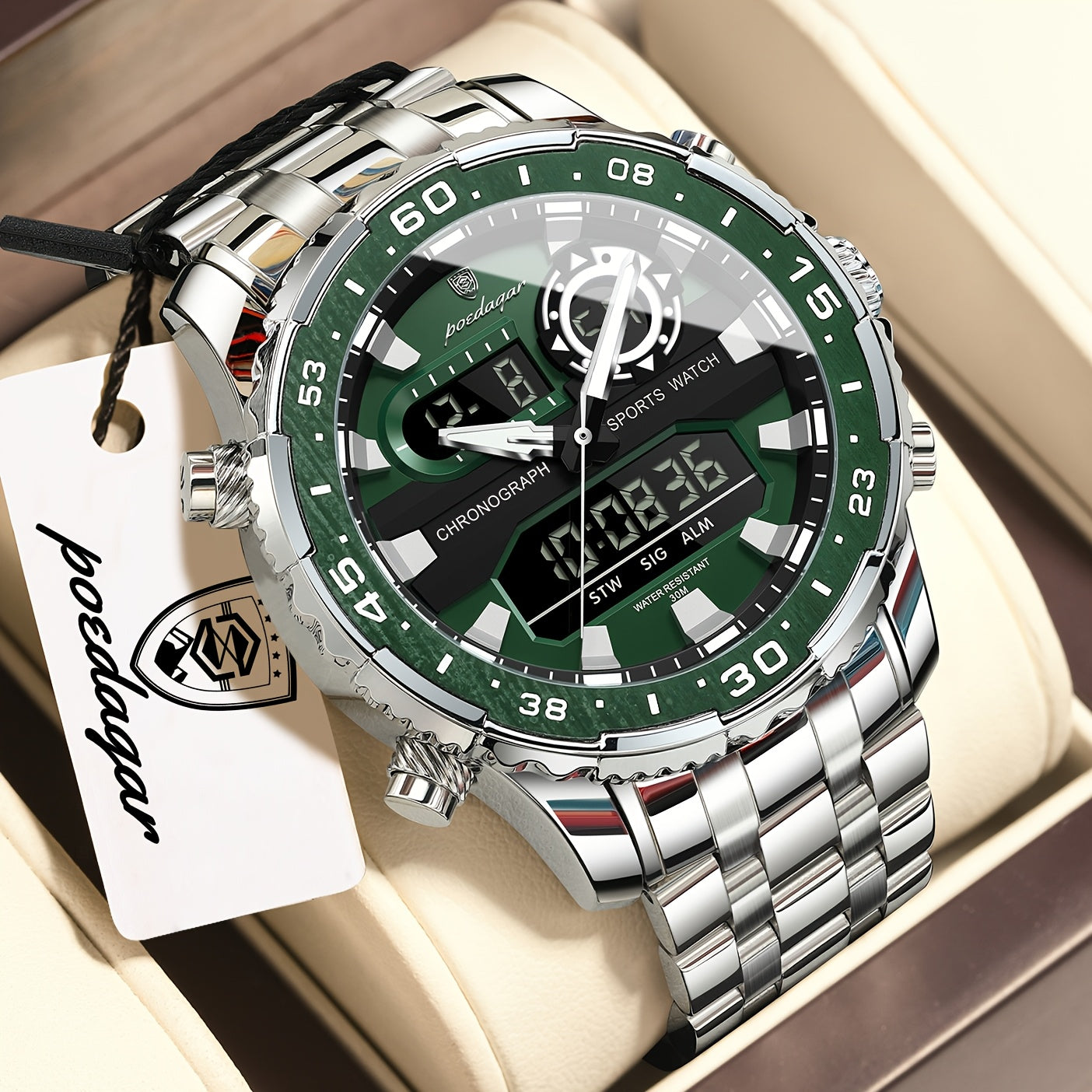Men's Streetwear Digital Watch with Luminous Dual Display