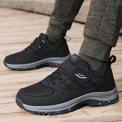 Men's Breathable Casual Shoes With Hook And Loop Fastener, Comfy Soft Sole Sneakers For Outdoor Jogging, Spring And Summer