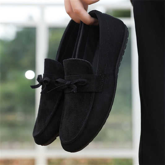 Men's Solid Color Loafer Shoes, Slip On Low Top Casual Shoes For Outdoor Street Walking Camping Activities