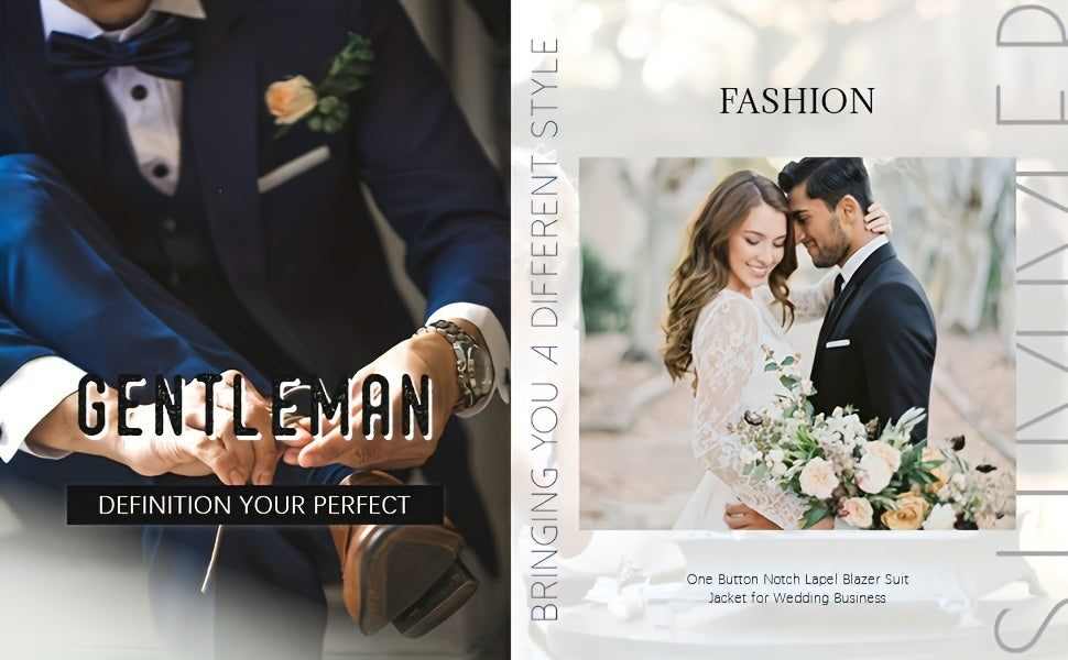 Men'S Classic Two-Piece Suit Set with a Single-Button Jacket And Pants, Suitable for Light Business, Weddings, Casual, And Formal Occasions.