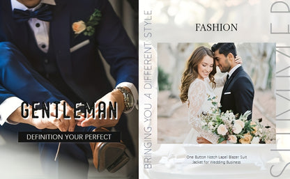Men'S Classic Two-Piece Suit Set with a Single-Button Jacket And Pants, Suitable for Light Business, Weddings, Casual, And Formal Occasions.
