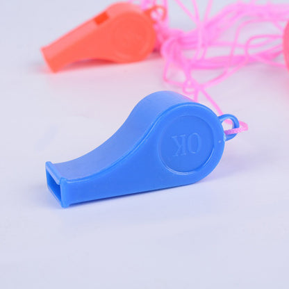 12pcs Colorful Plastic Whistles with Lanyards for Sports & Parties