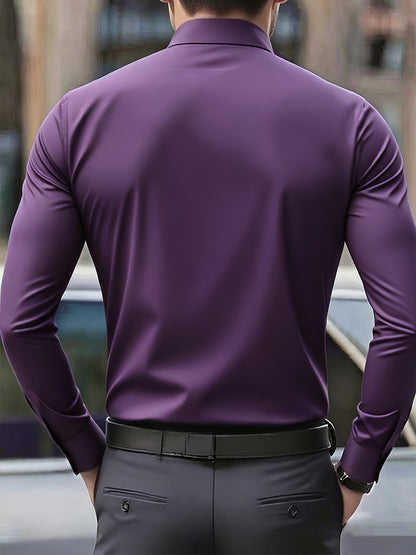 Men's Slim Fit 2-Piece Suit Set Long Sleeve Shirt & Tapered Pants