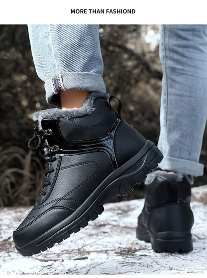 Men'S High-Top Snow Boots for Winter, Featuring Thickened Fleece for Warmth, Designed for Outdoor Activities with Slip-Resistant And Wear-Resistant Properties.