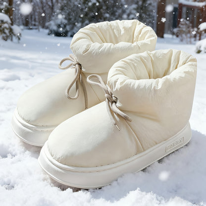 Տղամարդկանց և կանանց ձմեռային կոշիկներ՝ փափուկ աստառով, փափուկ գործվածքից պատրաստված վերին մասով և EVA ներբանով, կլոր քթով կարճ կոշիկներ՝ ներսի/դրսի համար, ունիսեքս առօրյա կոշիկներ՝ սև/մոխրագույն/մուգ կապույտ գույներով - All-Season Com