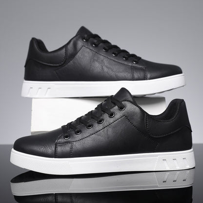Men's Low-Top PU Sneakers with Cushioned PVC Sole - Minimalist Style