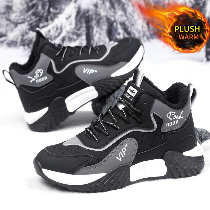 Men's Winter Fleece Ankle Boots Warm Non-Slip Casual Shoes