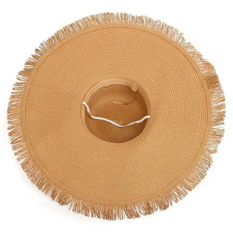 Women's Wide-Brim Straw Sun Hat Lightweight Foldable Beach Hat