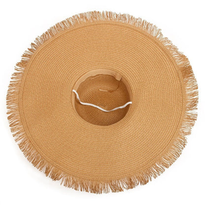 Women's Wide-Brim Straw Sun Hat Lightweight Foldable Beach Hat