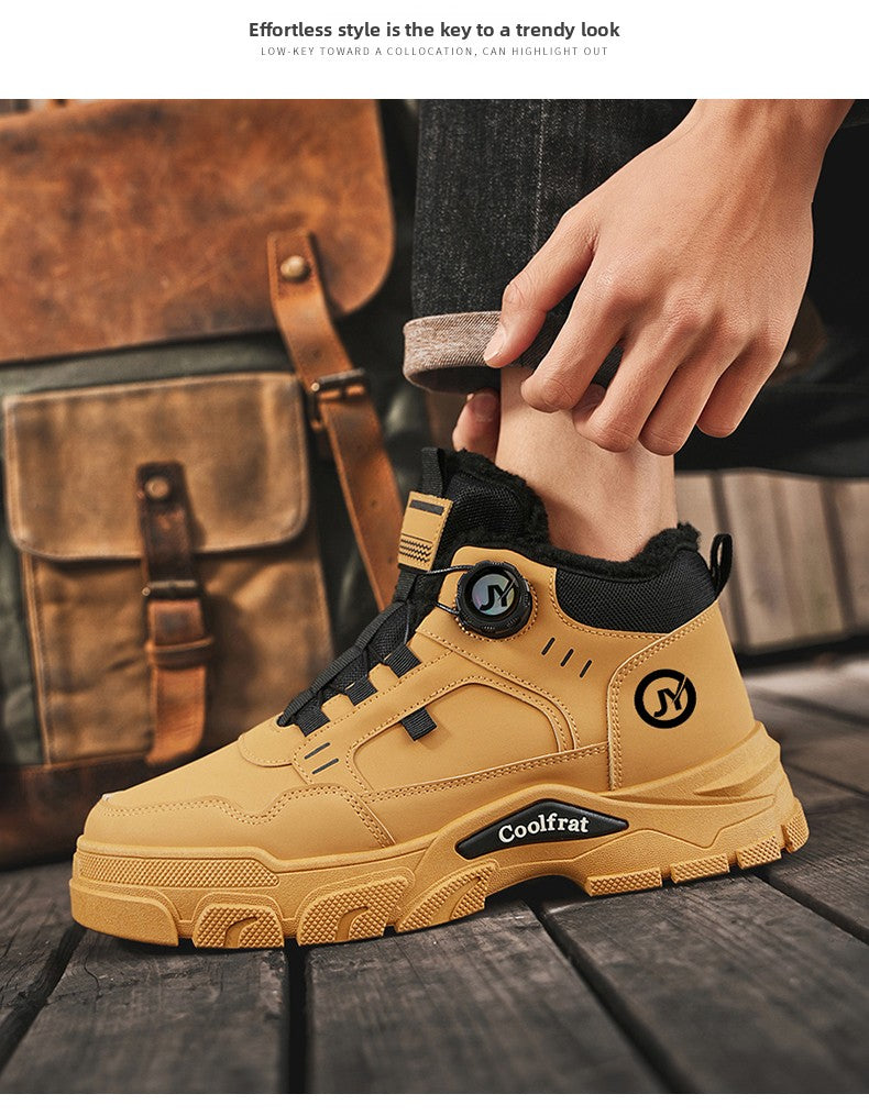 Տղամարդկանց նոր ձմեռային հաստ շերտով կոշիկներ, երեք գույնի, հարմարավետ և տաք, հեշտ հագնվող/հանվող, բռնակի դիզայնով, հարմար է բացօթյա ձյան, լեռնագնացության և լեռնագնացության համար։