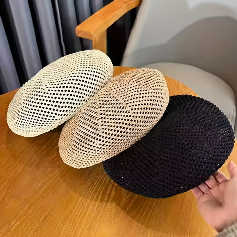 Women's Breathable Acrylic Dome Beret - Soft Octagonal Beanie