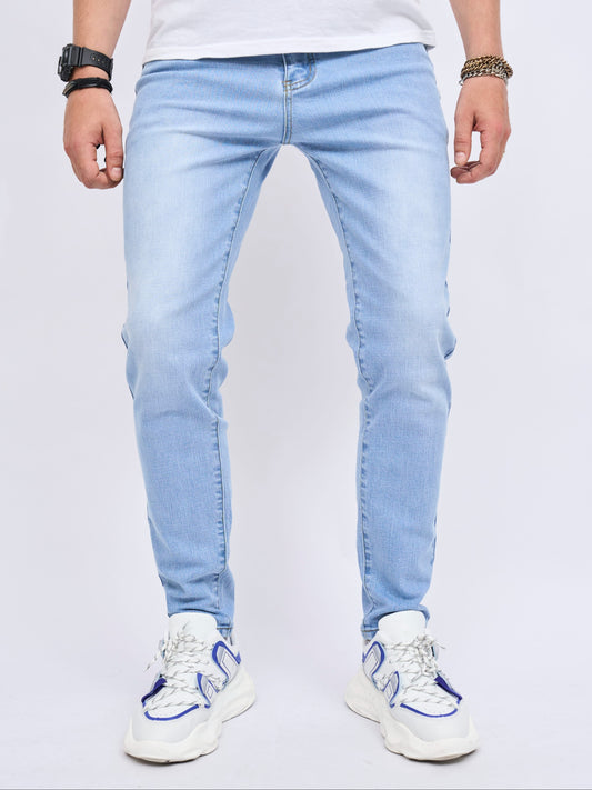 Men's Trendy Cotton Blend Slim Fit Jeans, Chic Street Style Male Bottoms For Causal Daily Wear