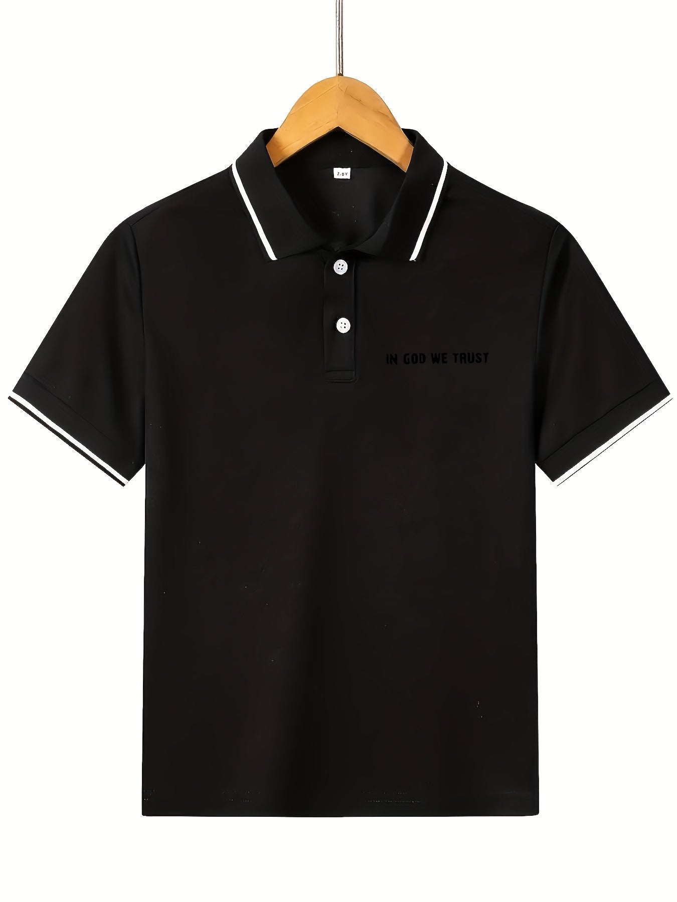 Boys' Casual Polo Shirt with Ribbed Lapel and Button-Up Design