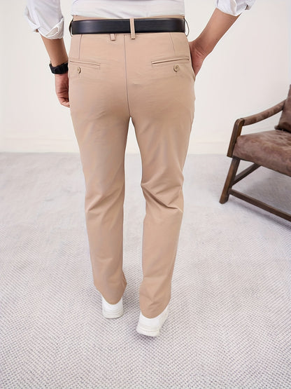 Men'S Casual Solid Color Regular Length Slight Stretch Woven Fabric Pants for Adult