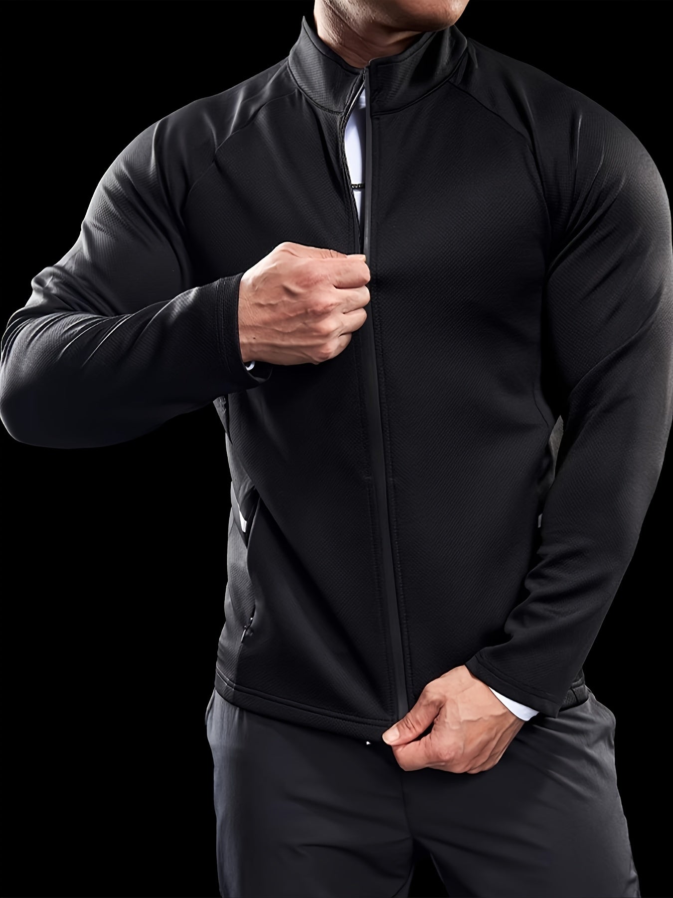 Men's Athletic Jacket - Quick-Dry Gym Coat with Zipper Closure, Lightweight Workout Jacket for Running, Hiking, Training - Olive Green Athletic Outerwear (Machine Washable) - Bodybuilding & Casual Streetwear, Workout Clothes,