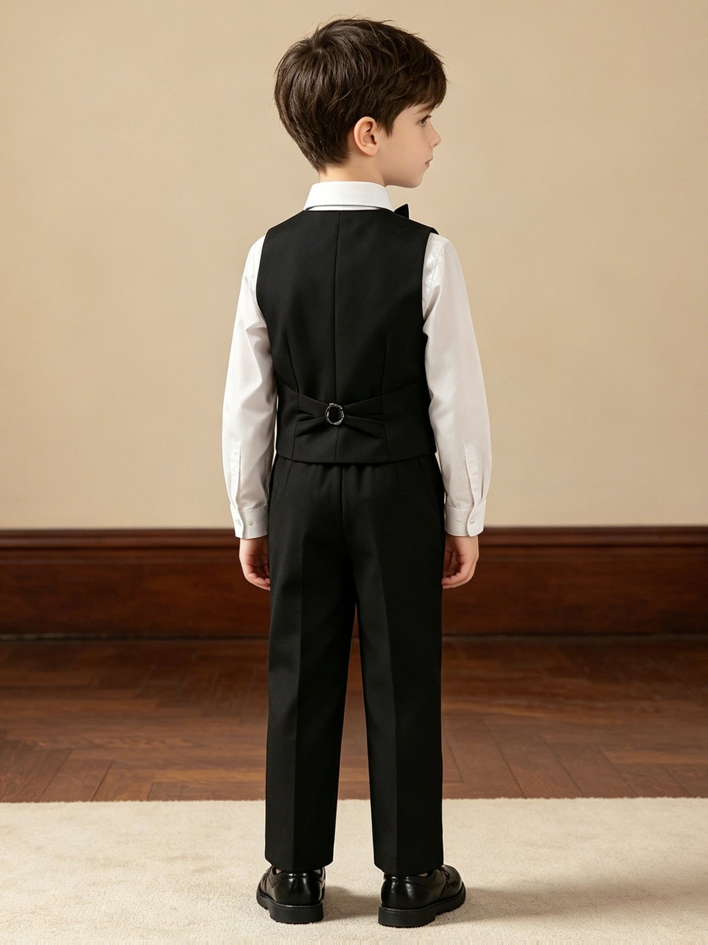 Boys' Gentleman's Vest Set with Pants & Black Bow Tie