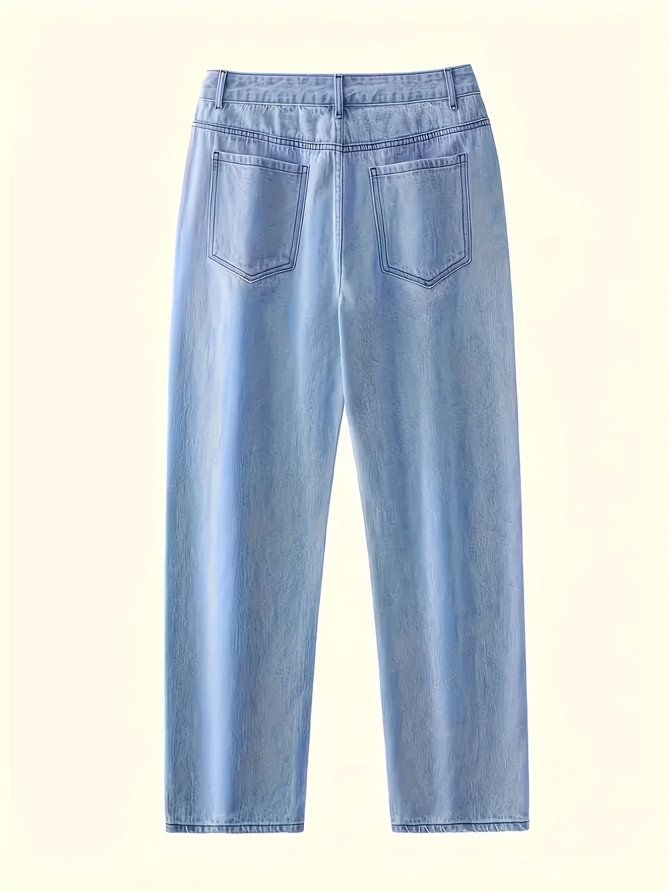 Men'S Casual Loose Fit Denim Jeans, 65% Cotton 35% Polyester, All-Season Solid Color Washed Fabric, Non-Stretch Woven Regular Length Pants