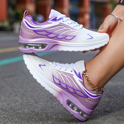 Women'S Casual Running Shoes, Lightweight EVA Upper  Inner, Fabric Insole, Faux Sole, Lace-Up Low Top, All-Season Solid Color, Flame Air Cushion Design, New Style 720