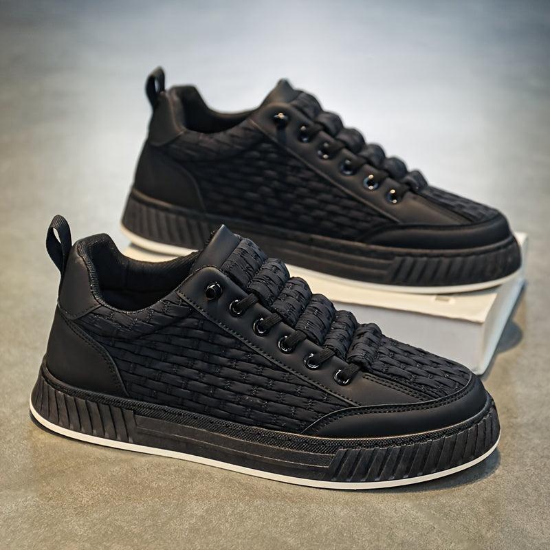 Unisex Casual Sneakers with Elastic Band, Low-Top PU Fabric