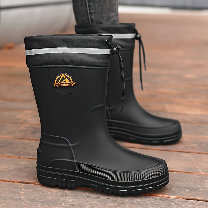 Men's Casual Outdoor Slip-On Rubber Rain Boots for Fall