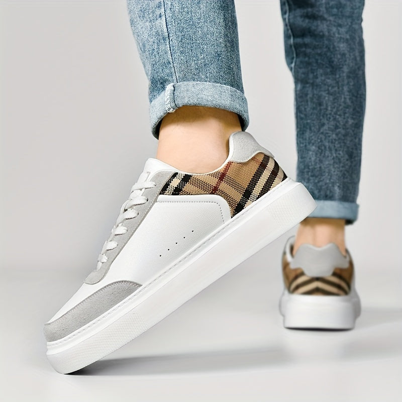 Men's Fashionable Street Sneakers - Comfortable & Non-Slip for City Exploration & Outdoor Activities - Robust Lace-Up Skate Shoes Suitable for Casual Attire