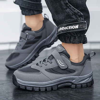 Men's Breathable Casual Shoes With Hook And Loop Fastener, Comfy Soft Sole Sneakers For Outdoor Jogging, Spring And Summer