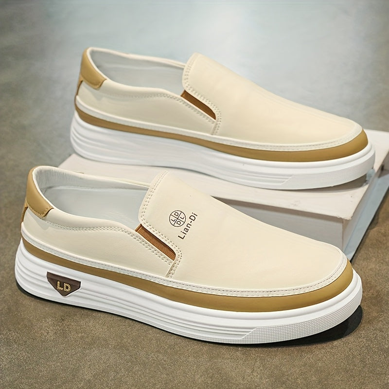 Men's Casual Slip-On Shoes - Lightweight PU, All-Season Comfort