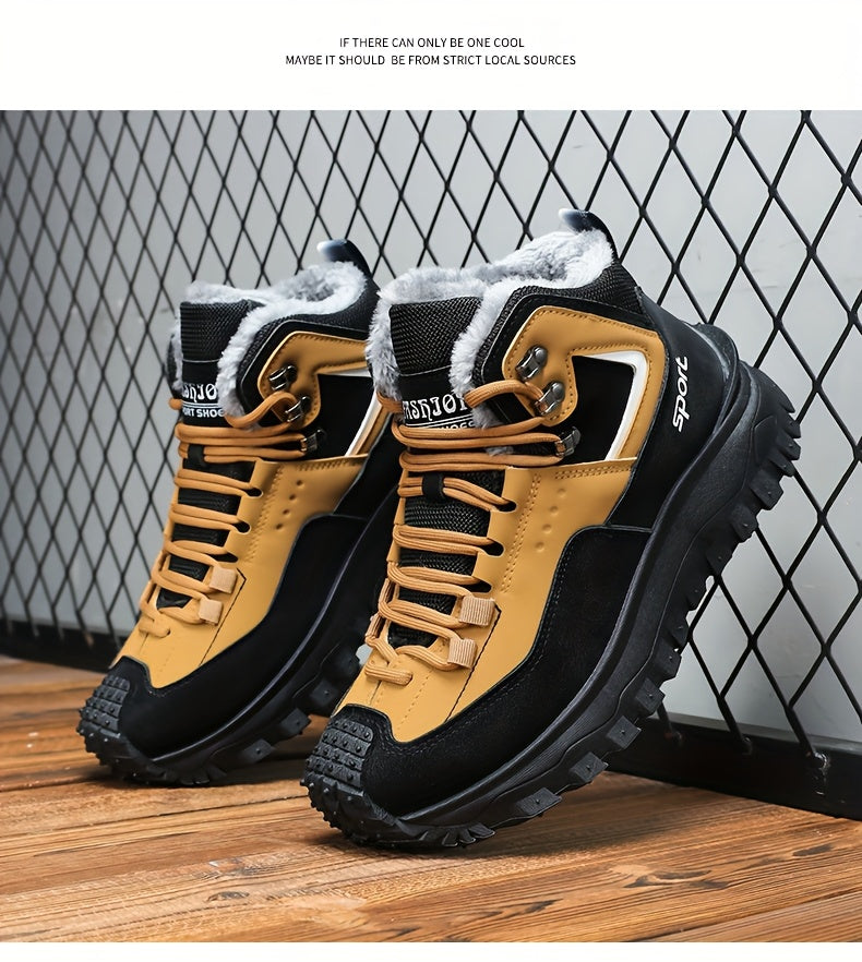 Men's Outdoor Hiking Shoes - Multi-Terrain Breathable Athletic Sneakers for Gym Training, High Elasticity Support & Anti-Slip Design, Lightweight and Warm Snow Sports Footwear