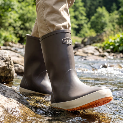 Men's Waterproof Mid-Calf Non-Slip Rain and Work Boots