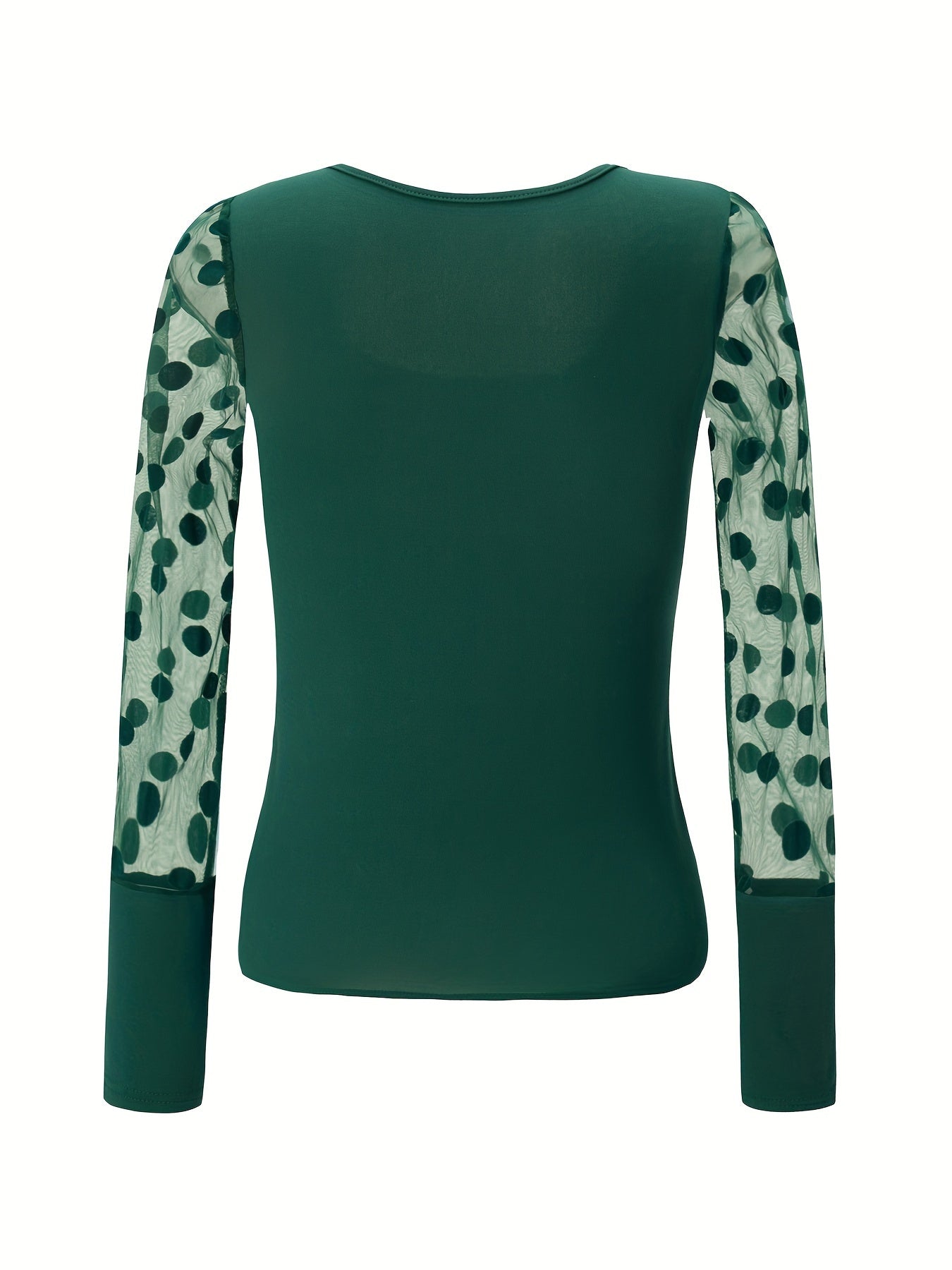 Նոր ոճի U-ձև օձիքով ցանցկեն, պոլկա կետերով երկար թևքով, միագույն, ներքնազգեստով, ամենօրյա, բազմակողմանի վերնաշապիկ